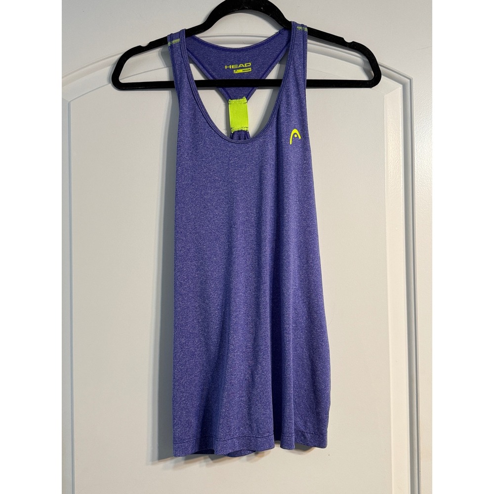 HEAD Racerback Workout Tank Top Medium Purple Neon Yellow Activewear Gym Yoga